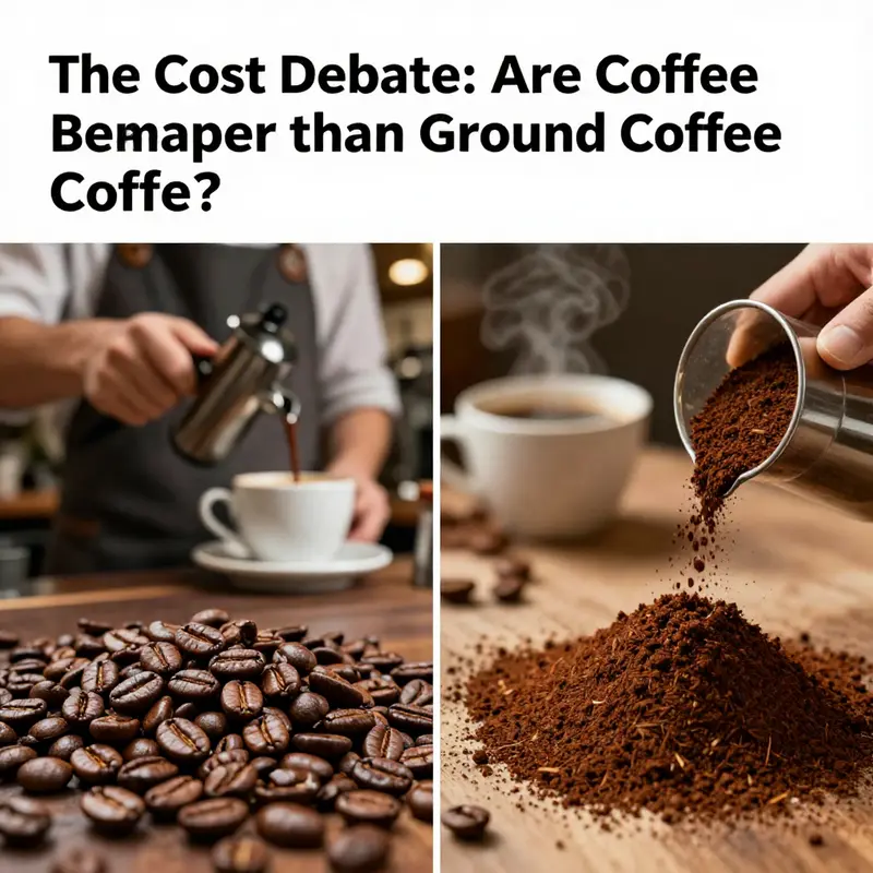 A barista using both whole coffee beans and ground coffee in the preparation of drinks.