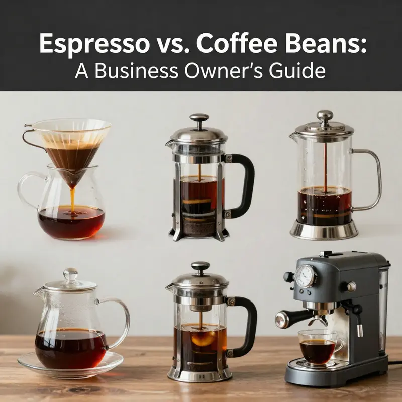 A visual representation of the diversity between raw coffee beans and brewed espresso.