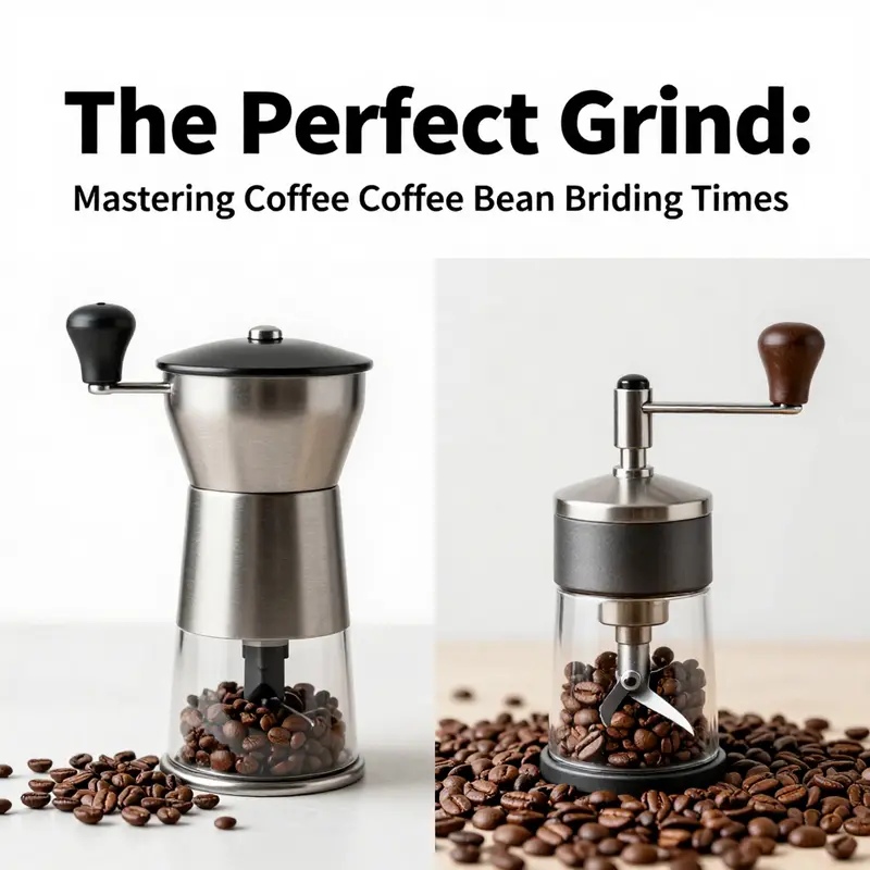 A burr grinder in action, demonstrating the optimal grinding duration for coffee beans.