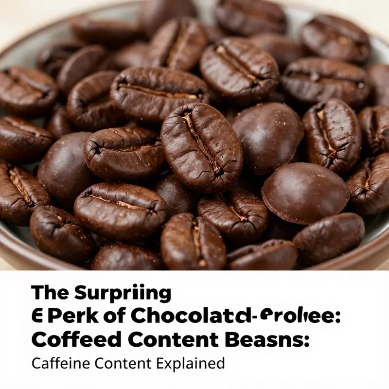 The rich chocolate coating blends perfectly with the roasted coffee beans, demonstrating the source of their caffeine content.