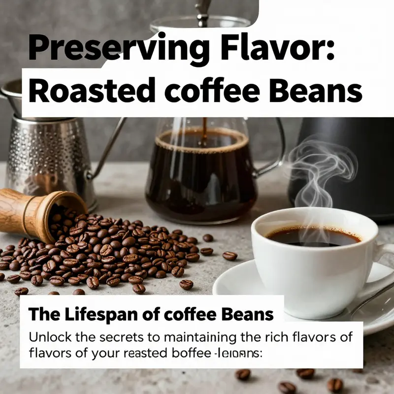A visually appealing coffee display with roasted beans, brewing equipment, and a cup of coffee.
