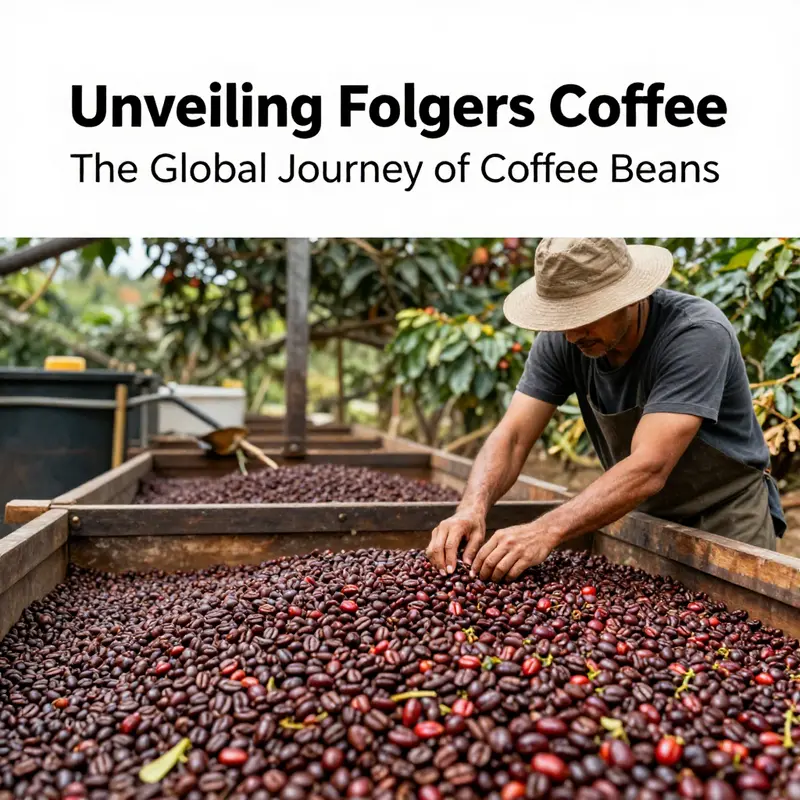 A detailed map showcasing the primary coffee-growing regions that supply Folgers Coffee.