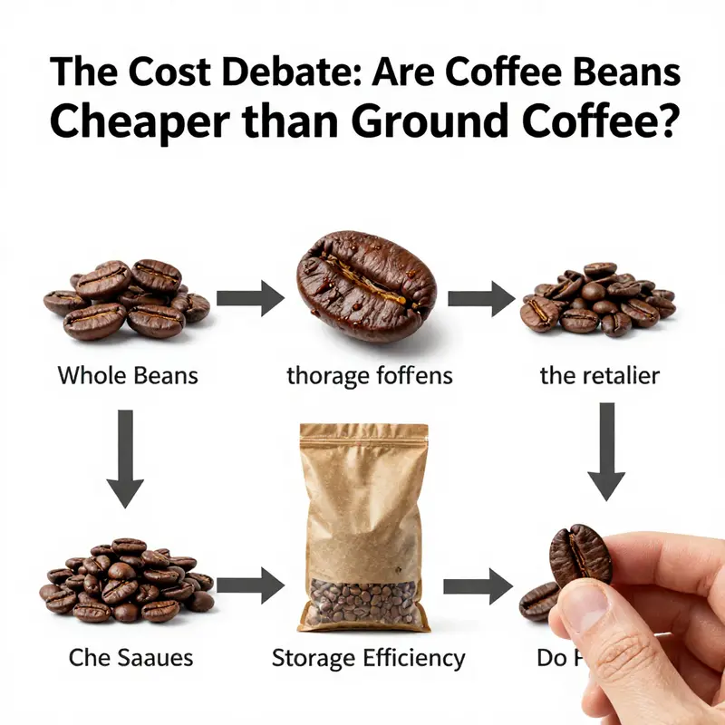 A side-by-side pricing comparison of coffee beans versus ground coffee.