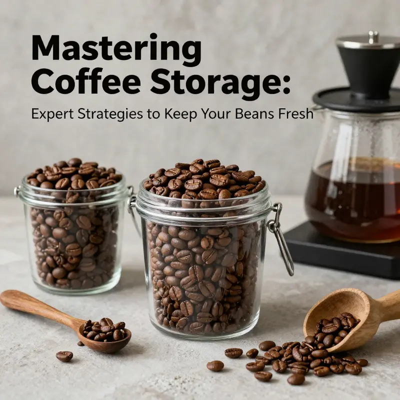 An enticing coffee display with various beans and storage solutions, representing effective coffee storage practices.