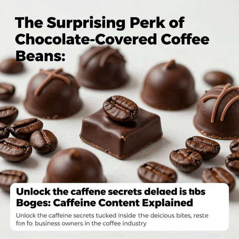 Image showcasing a variety of chocolate-covered coffee beans with coffee elements, reflecting the article's theme.
