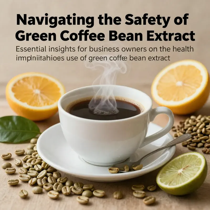A steaming cup of green coffee placed amidst healthy ingredients, representing the essence of wellness offered by green coffee bean extract.