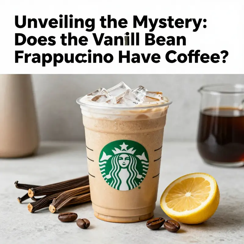 A beautifully arranged Vanilla Bean Frappuccino in a Starbucks setting, highlighting its features as a coffee-free drink.