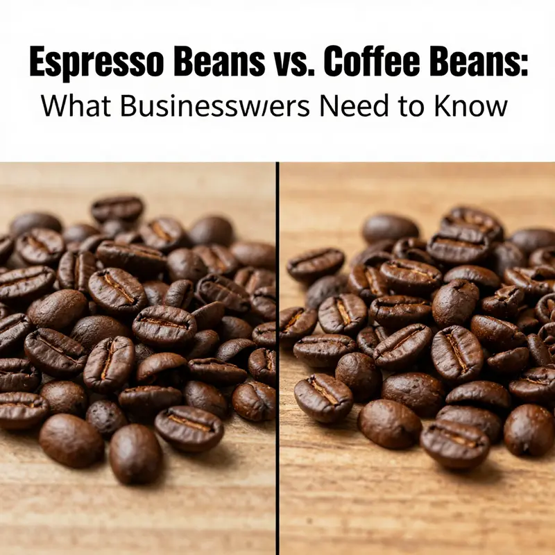 Visual representation of espresso beans and coffee beans, emphasizing their similarities and differences.