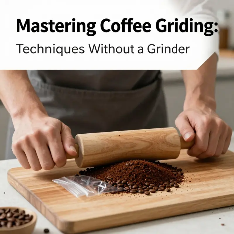 Using a rolling pin effectively to grind coffee beans.