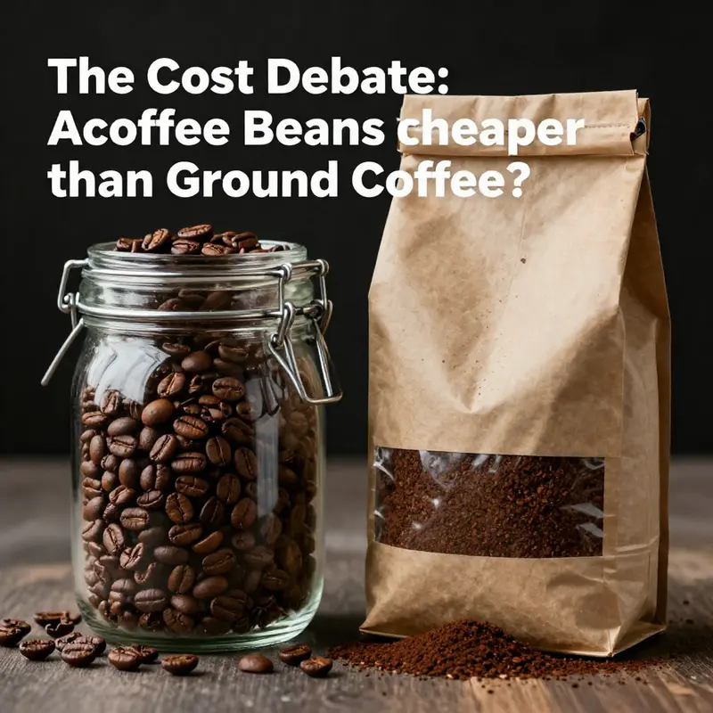 A side-by-side pricing comparison of coffee beans versus ground coffee.