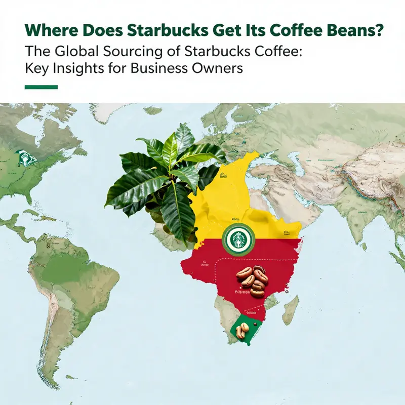 Map showcasing the major supplier countries for Starbucks coffee beans.