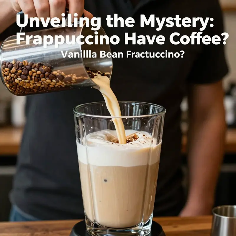 Demonstrating the preparation of a Vanilla Bean Frappuccino, highlighting its non-coffee ingredients.