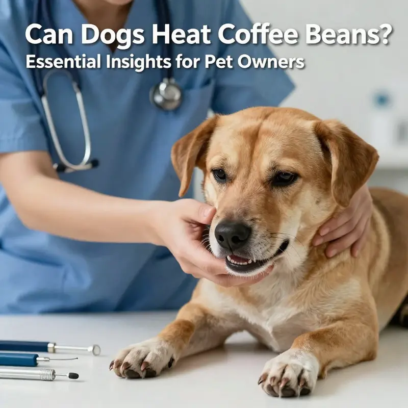 A concerned dog near spilled coffee beans, highlighting the risks associated with ingestion.