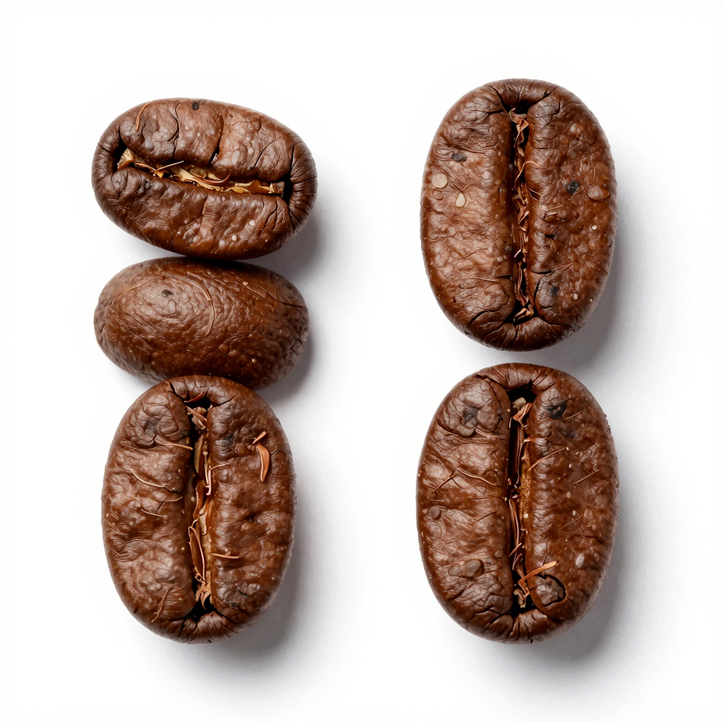 Comparison of coffee beans and espresso beans
