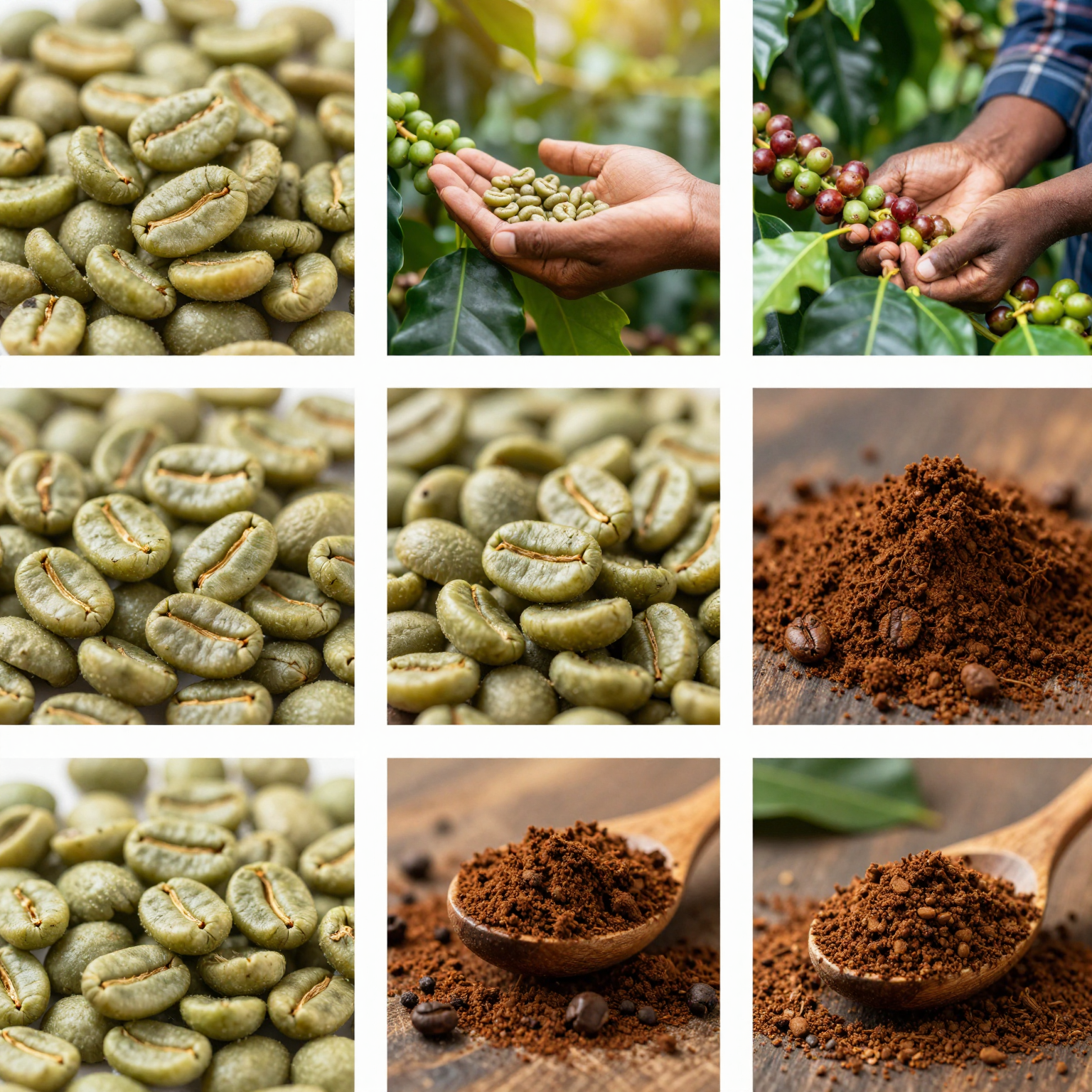 Green Coffee Beans Collage